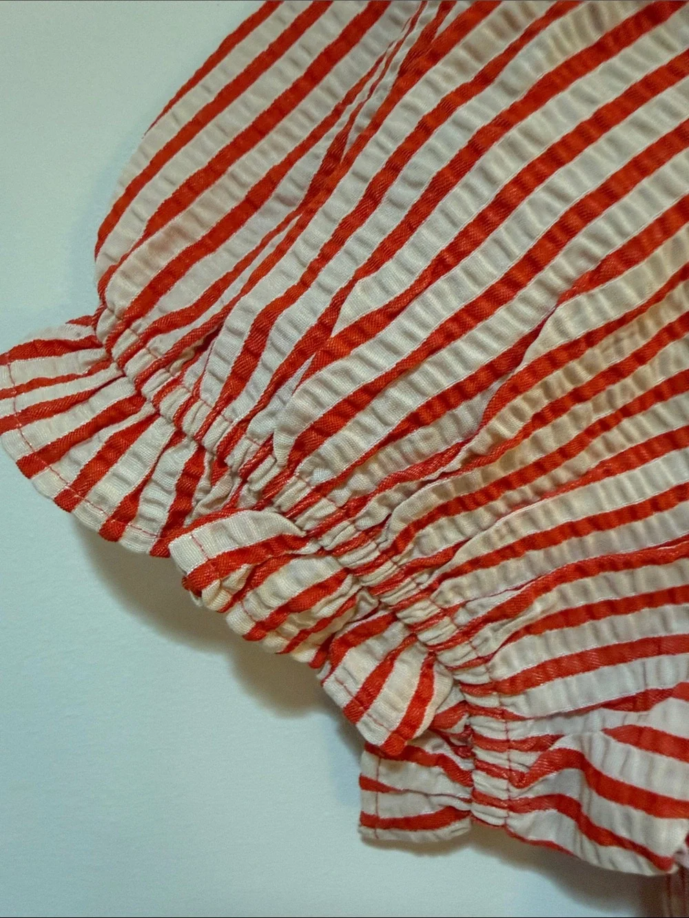 Anthropologie Red & White Striped Smocked Mini Dress